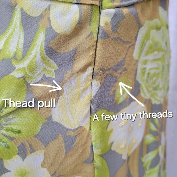 Chetta B Silk Midi Dress Y2K Floral Wasabi Green Ruched Pleat Bodice Fairycore - Picture 14 of 14